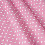 Скатертина овальна тефлонова водовідштовхувальна з просоченням горошки фон рожевий, фото 2