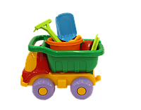 Детская пластиковая игрушечная машинка Пчёлка №3 для песочницы с песочным набром Зеленый