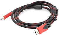 Кабель Merlion HDMI-HDMI 1.5m, v1.4, OD-7.4mm RED/Black