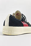 Чоловічі / жіночі кеди Converse Black x Comme Des Garçons Play, унісекс чорні кеди конверс кросівки, фото 8