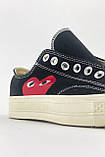 Чоловічі / жіночі кеди Converse Black x Comme Des Garçons Play, унісекс чорні кеди конверс кросівки, фото 6