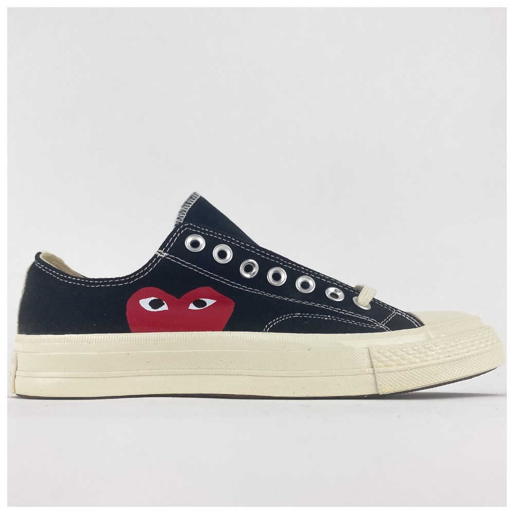 Чоловічі / жіночі кеди Converse Black x Comme Des Garçons Play, унісекс чорні кеди конверс кросівки, фото 1