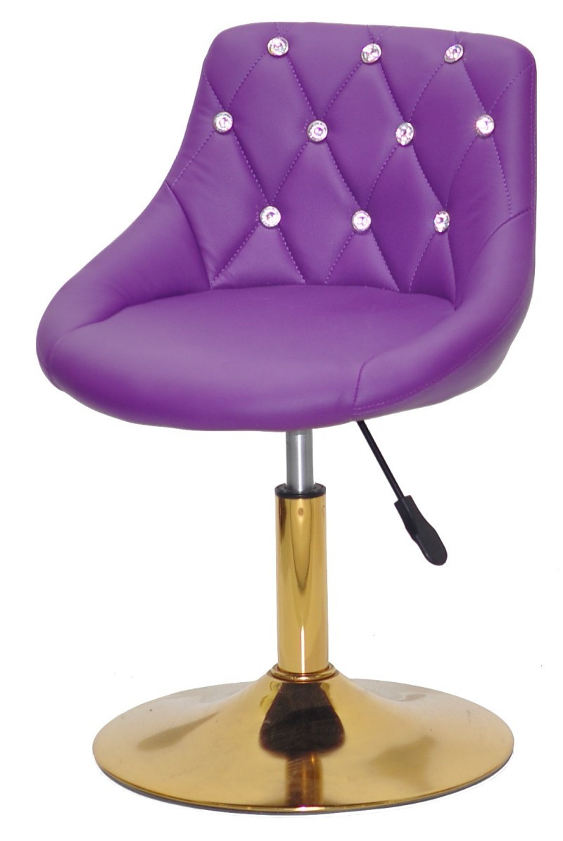 Стілець Foro SV GD-Base пурпур (фіолетовий)1010 шкірозамінник із каретною стяжкою зі стразами на золотій опорі-нозі, фото 1