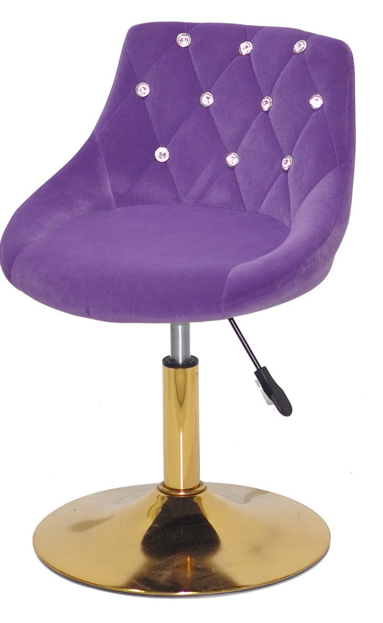 Стілець Foro SV GD-Base пурпур (фіолетовий) В-1013 оксамит із каретною стяжкою на золотій круглій опорі-нозі, фото 1