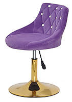 Стілець Foro SV GD-Base пурпур (фіолетовий) В-1013 оксамит із каретною стяжкою на золотій круглій опорі-нозі, фото 3