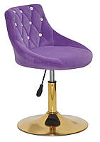 Стілець Foro SV GD-Base пурпур (фіолетовий) В-1013 оксамит із каретною стяжкою на золотій круглій опорі-нозі, фото 4