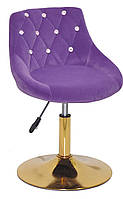Стілець Foro SV GD-Base пурпур (фіолетовий) В-1013 оксамит із каретною стяжкою на золотій круглій опорі-нозі, фото 2