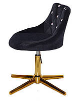 Поворотний стілець для кухні Foro SV GD-Modern Base чорний 1011 велюр зі стразами на золотій хрестовині, фото 3