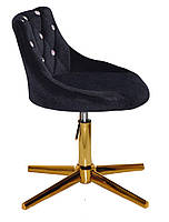Поворотний стілець для кухні Foro SV GD-Modern Base чорний 1011 велюр зі стразами на золотій хрестовині, фото 4