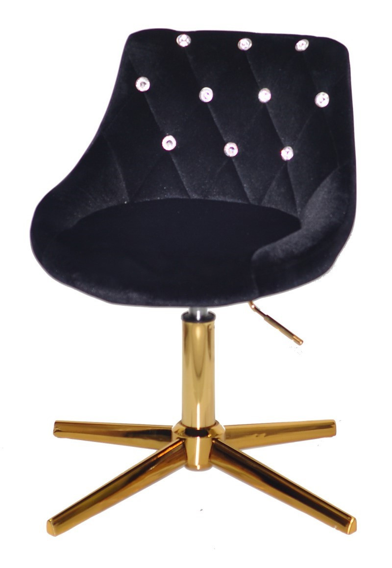 Поворотний стілець для кухні Foro SV GD-Modern Base чорний 1011 велюр зі стразами на золотій хрестовині, фото 1