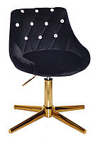 Поворотний стілець для кухні Foro SV GD-Modern Base чорний 1011 велюр зі стразами на золотій хрестовині, фото 2