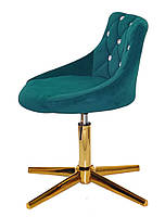 Стілець Foro SV GD-Modern Base зелений 1003 велюр з каретною стяжкою зі стразами на золотій хрестовині, фото 3