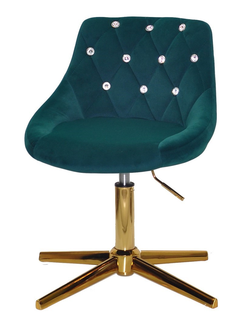 Стілець Foro SV GD-Modern Base зелений 1003 велюр з каретною стяжкою зі стразами на золотій хрестовині, фото 1