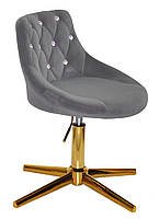 Стілець Foro SV GD-Modern Base сірий 1004 велюр з каретною стяжкою зі стразами на золотій хрестовині, фото 3