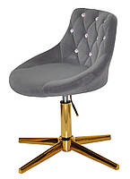 Стілець Foro SV GD-Modern Base сірий 1004 велюр з каретною стяжкою зі стразами на золотій хрестовині, фото 4