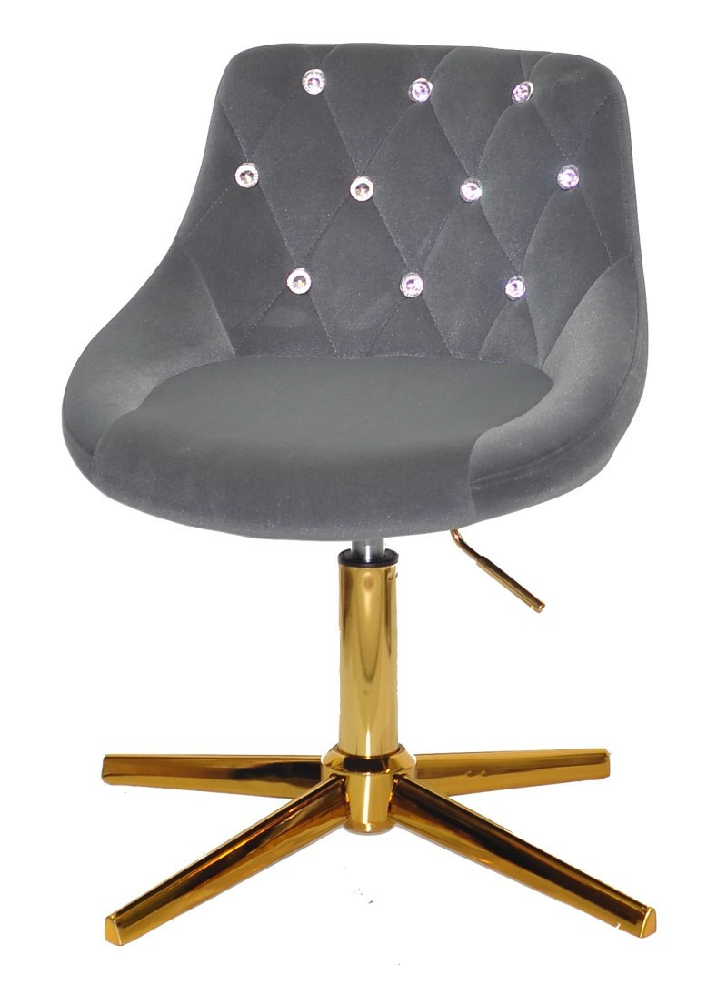 Стілець Foro SV GD-Modern Base сірий 1004 велюр з каретною стяжкою зі стразами на золотій хрестовині, фото 1