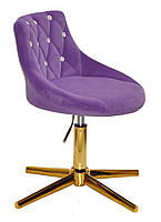 Стілець Foro SV GD-Modern Base пурпур оксамит із каретною стяжкою зі стразами на золотій хрестовині, фото 3
