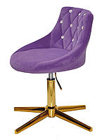 Стілець Foro SV GD-Modern Base пурпур оксамит із каретною стяжкою зі стразами на золотій хрестовині, фото 4