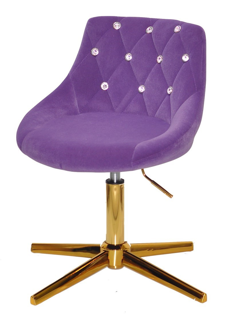Стілець Foro SV GD-Modern Base пурпур оксамит із каретною стяжкою зі стразами на золотій хрестовині, фото 1