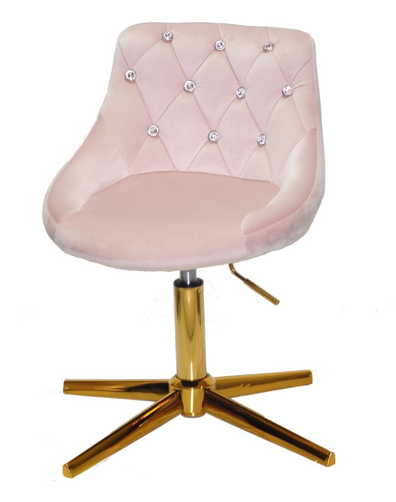 Стілець Foro SV GD-Modern Base рожевий 1021 велюр з каретною стяжкою зі стразами на золотій хрестовині, фото 1