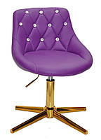 Стілець Foro SV GD-Modern Base пурпур шкірозамінник із каретною стяжкою зі стразами на золотій хрестовині, фото 2
