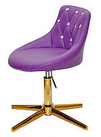 Стілець Foro SV GD-Modern Base пурпур шкірозамінник із каретною стяжкою зі стразами на золотій хрестовині, фото 3