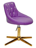 Стілець Foro SV GD-Modern Base пурпур шкірозамінник із каретною стяжкою зі стразами на золотій хрестовині, фото 4