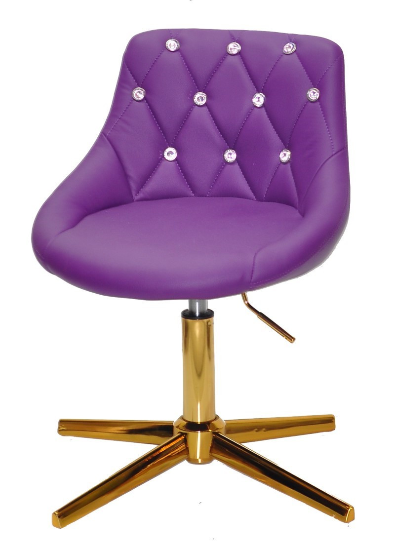 Стілець Foro SV GD-Modern Base пурпур шкірозамінник із каретною стяжкою зі стразами на золотій хрестовині, фото 1