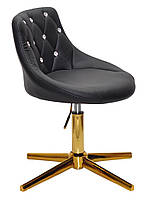 Стілець Foro SV GD Modern Base чорний шкірозамінник із каретною стяжкою зі стразами на золотій хрестовині, фото 3