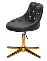 Стілець Foro SV GD Modern Base чорний шкірозамінник із каретною стяжкою зі стразами на золотій хрестовині, фото 4