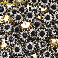 Страз пришивной 14 мм Гудзичок чорний оправа золотиста