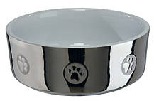 Миска для собак Trixie, керамічна, срібло/біла, 0,3 л/12см, 25083 Trixie