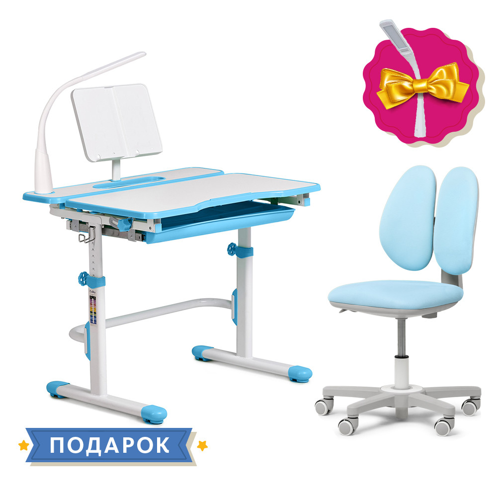 Комплект зростаюча парта Cubby Fressia Blue + дитяче ергономічне крісло Fundesk Mente Blue