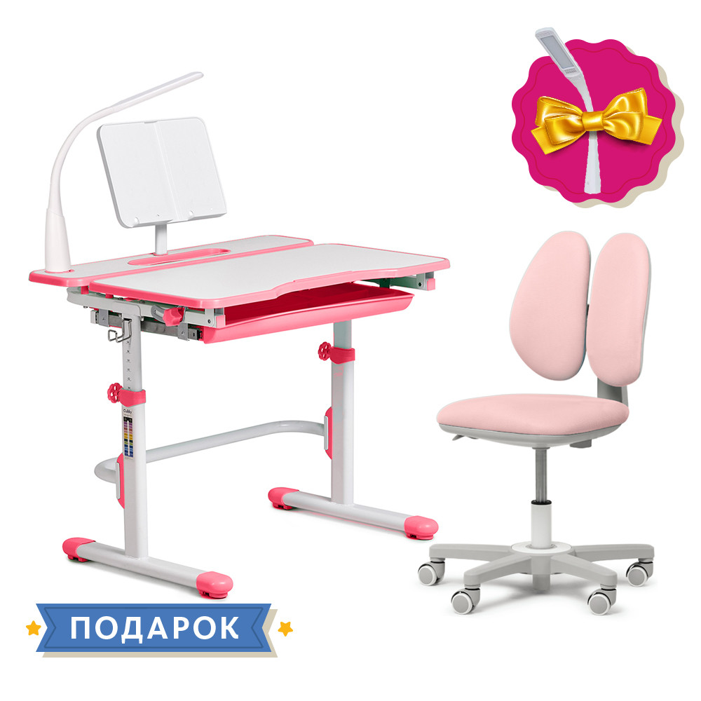 Комплект для дівчинки зростаюча парта Cubby Fressia Pink + ергономічне крісло Fundesk Mente Pink