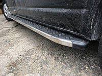 Боковые пороги,площадки BlackLine (2 шт, алюминий) Короткая база для мод. Volkswagen T5 Caravelle 2004-2010 гг