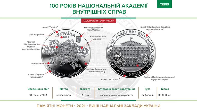 100 років Національній академії внутрішніх справ монета 2 гривні, фото 4