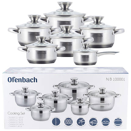 Набір посуду Ofenbach 12 предметів з нержавіючої сталі KM-100001, фото 2
