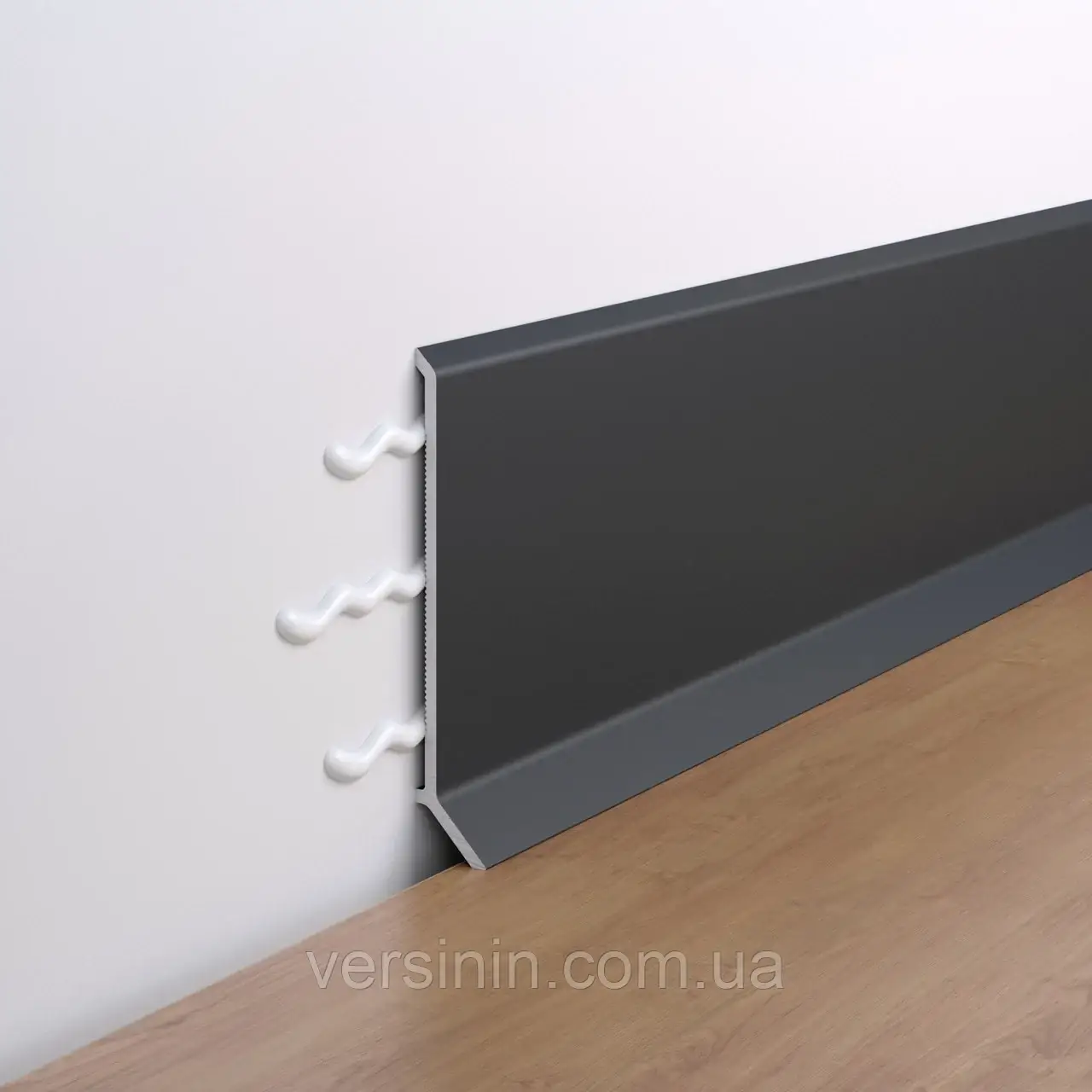 Плінтус Алюмінієвий 60мм накладний колір Чорний, фото 1