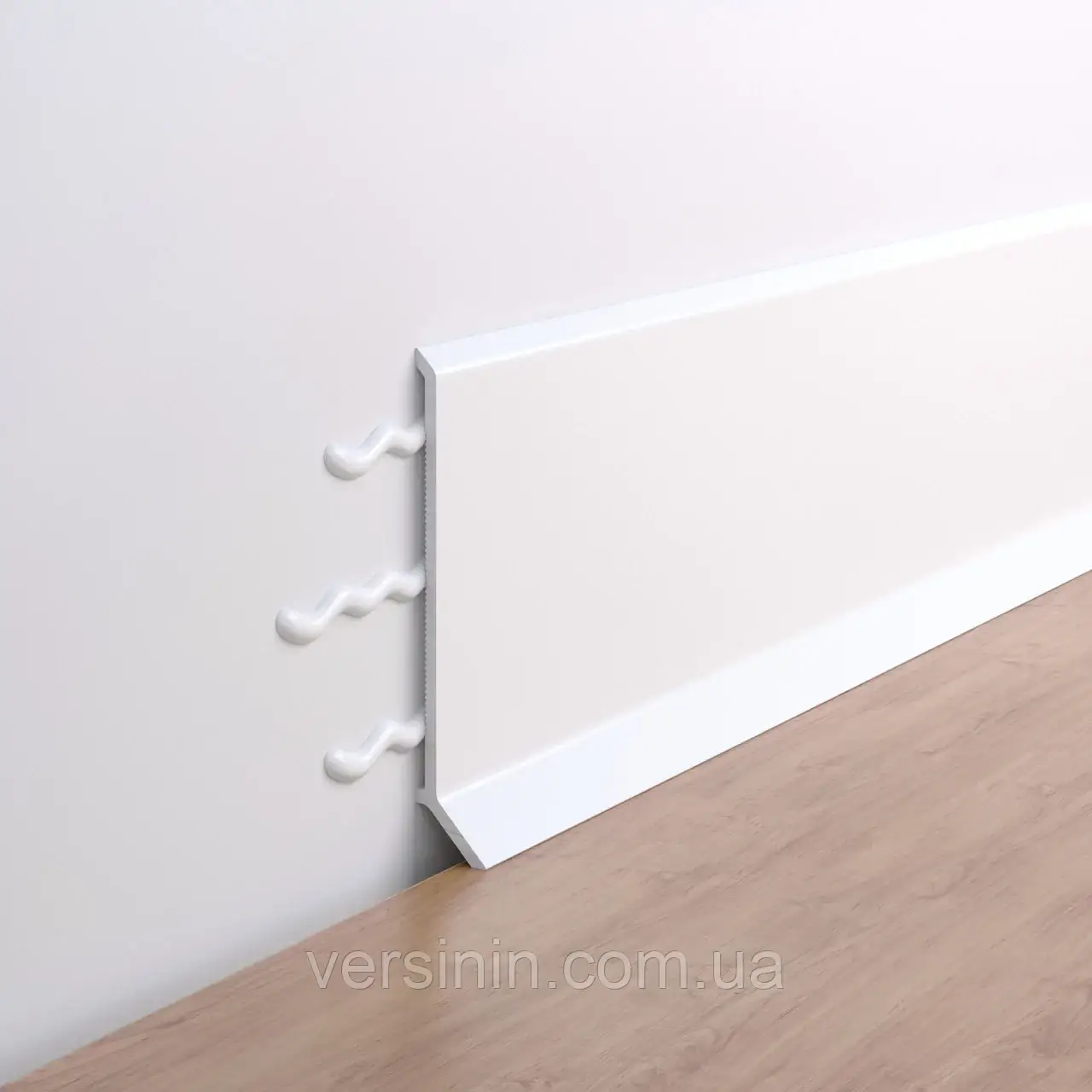 Плінтус Алюмінієвий 60мм накладний колір Білий, фото 1