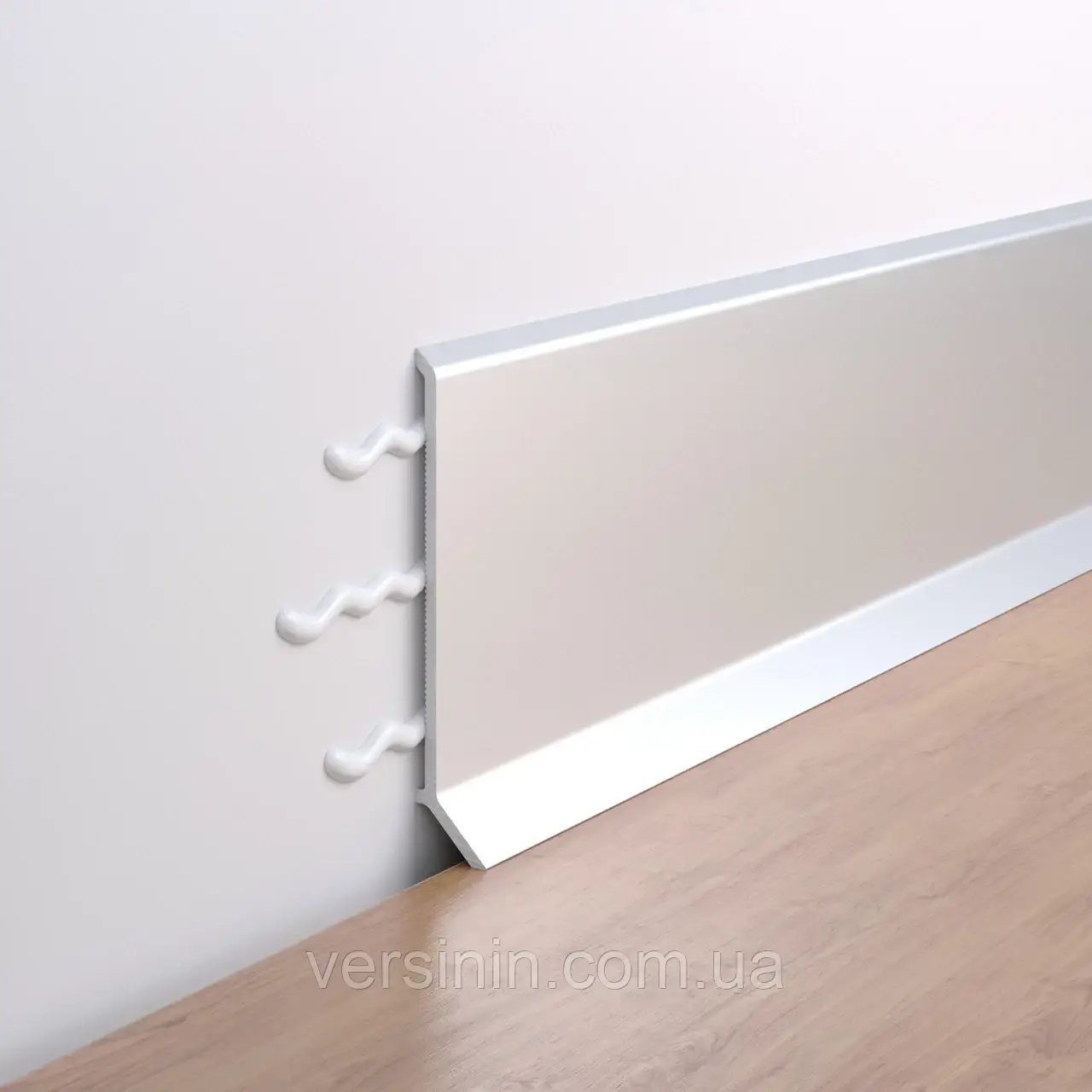 Плінтус Алюмінієвий 60мм накладний анодований (Срібло), фото 1