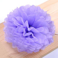 Помпон декоративний паперовий бузковий для декору діаметр 20 см