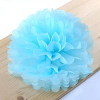 Помпон декоративний паперовий блакитний із паперу тиш'ю діаметр 40 см