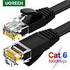 Патч корд Ugreen мережевий кабель 1000 Мбіт\с Ethernet RJ45 Cat 6 плоский 10М Black (NW102), фото 2