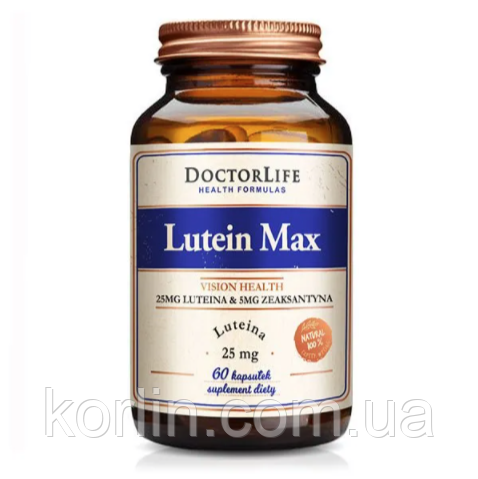 Лютеїн 25 мг і Зеаксантин 5 мг 60 кап Doctor Life Lutein Max 25 mg США Доставка з ЄС