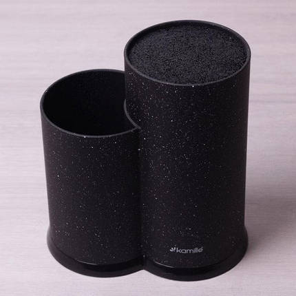 Підставка Чорна подвійна для ножів Kamille KM 7607, фото 2