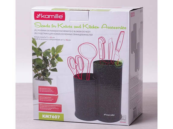 Підставка Чорна подвійна для ножів Kamille KM 7607, фото 3