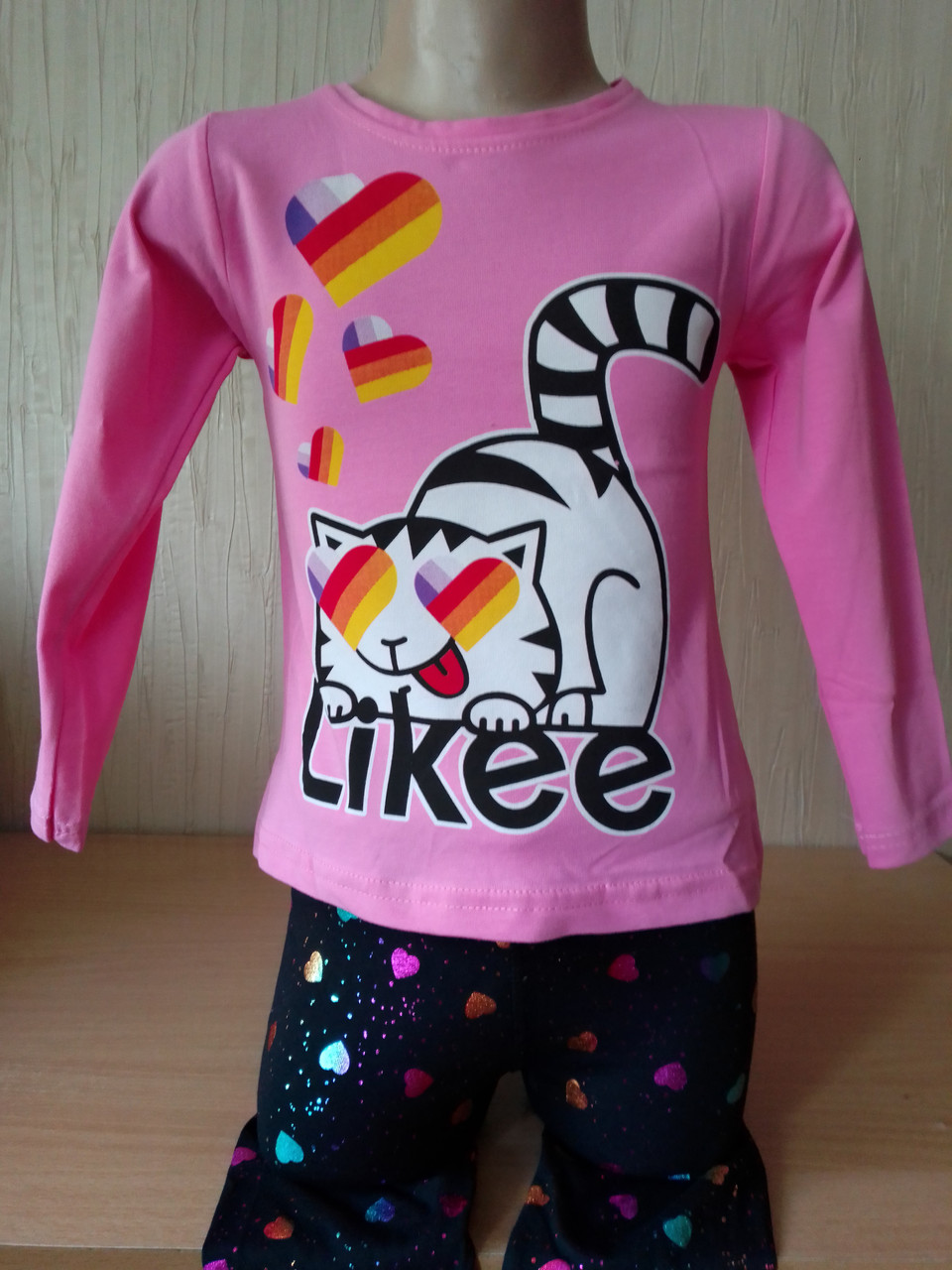 Дитячий костюм для дівчинки Котик Лайк лосини і туніка на 2-3 роки