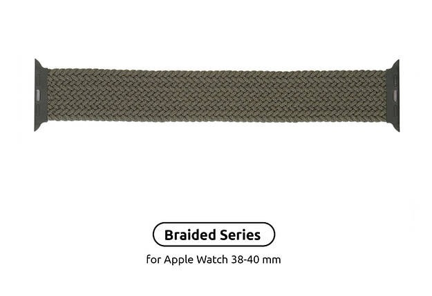 Ремінець Nylon ArmorStandart Braided Solo Loop для Apple Watch 38/40/41mm Inverness Green Size 2 (120 mm), фото 1