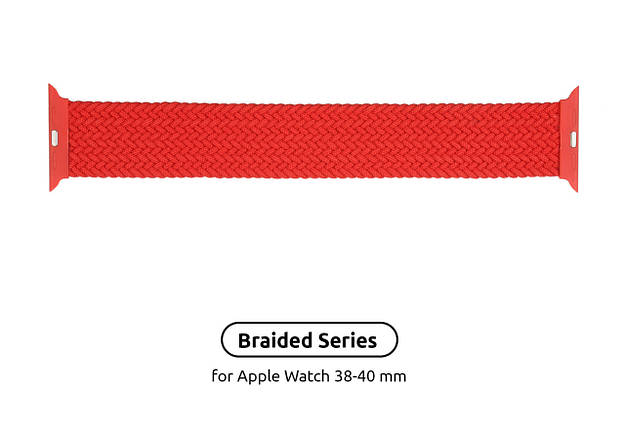 Ремешок Nylon ArmorStandart Braided Solo Loop для Apple Watch 38/40/41mm Red Size 2 (120 mm) (ARM58069), фото 1