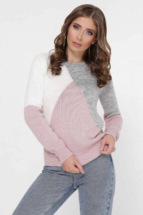 Жіночий в'язаний светр асиметрія (42-48 універсальний розмір) 0071 СП